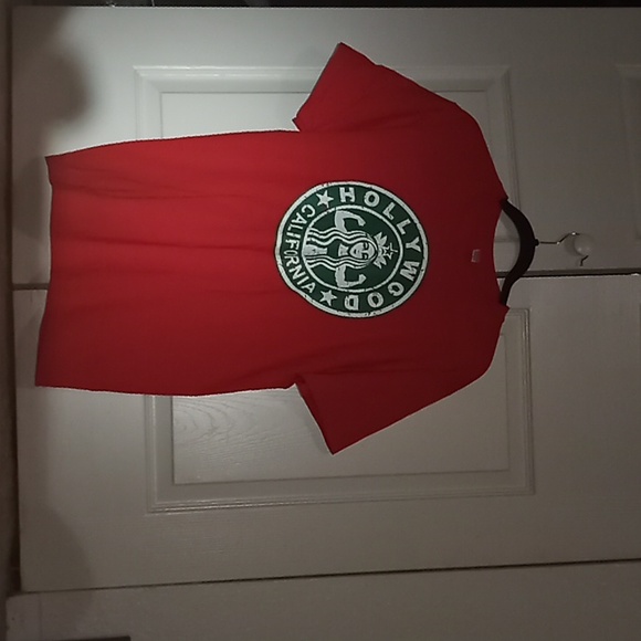 Mill 42 Hollywood California shirt, Starbucks theme, fire engine red - Picture 2 of 4